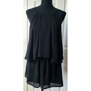 Lulus Black Lined Short Romper Scoop back Sleeveless Spaghetti Straps Sz Medium